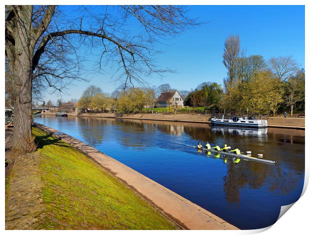 Rowing the River Ouse in York Print by Darren Galpin