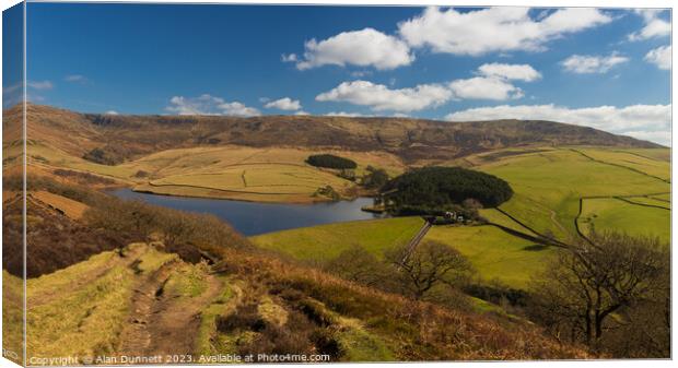 Kinder Reservoir from Middle Moor Canvas Print by Alan Dunnett
