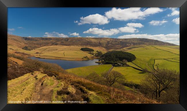 Kinder Reservoir from Middle Moor Framed Print by Alan Dunnett