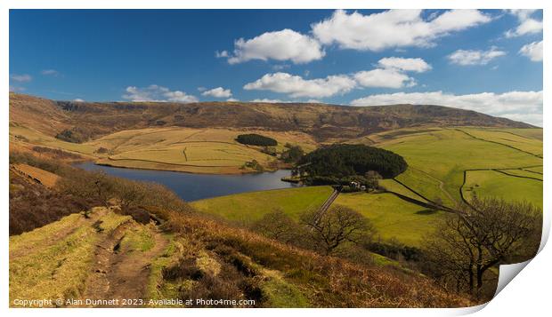 Kinder Reservoir from Middle Moor Print by Alan Dunnett