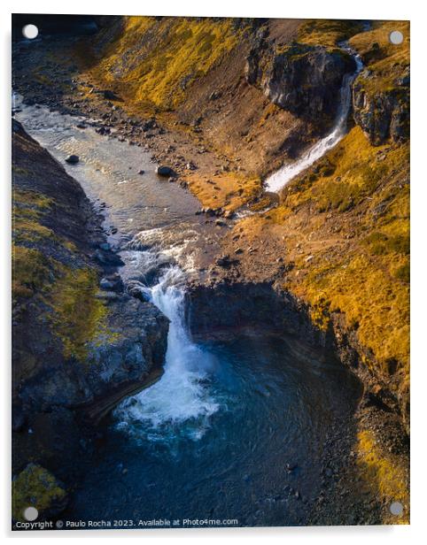 Benefoss waterfall in northern Iceland Acrylic by Paulo Rocha