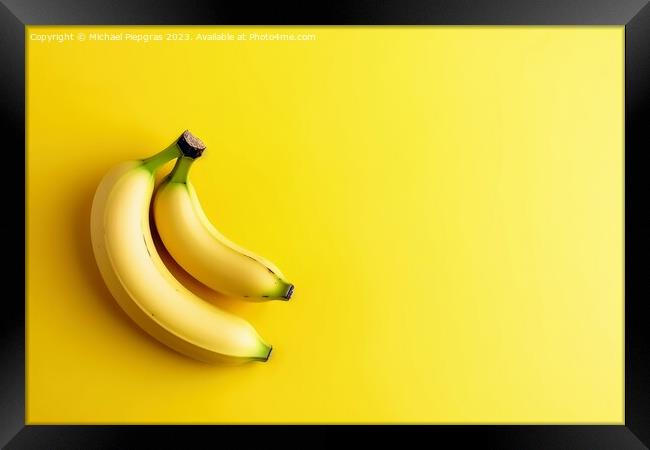 Yellow banans with copy space created with generative AI technol Framed Print by Michael Piepgras