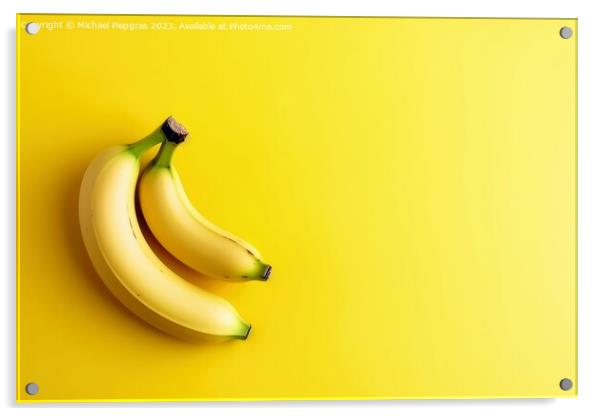 Yellow banans with copy space created with generative AI technol Acrylic by Michael Piepgras