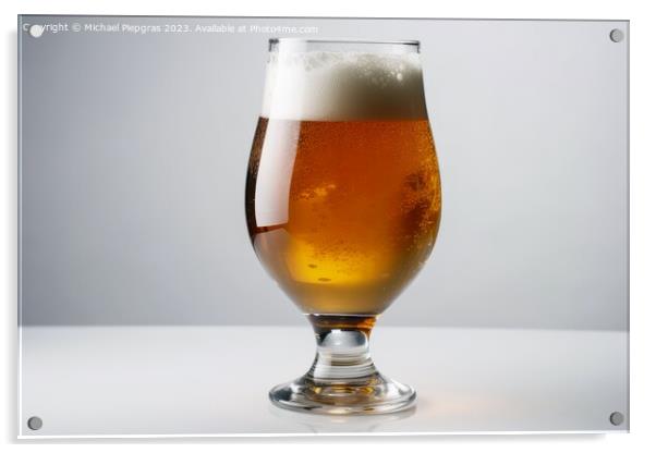 A big glass of beer on a white background created with generativ Acrylic by Michael Piepgras