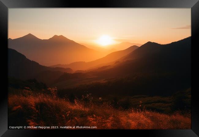 A money shot sunrise in the high mountains created with generati Framed Print by Michael Piepgras
