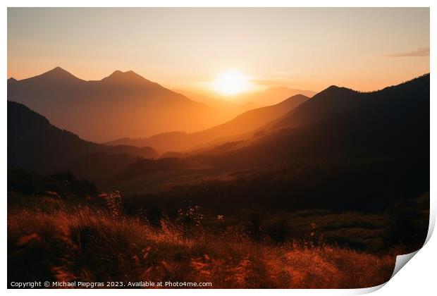 A money shot sunrise in the high mountains created with generati Print by Michael Piepgras
