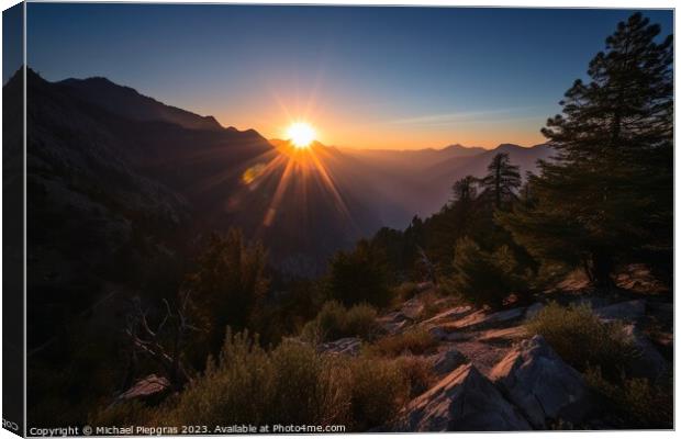 A money shot sunrise in the high mountains created with generati Canvas Print by Michael Piepgras