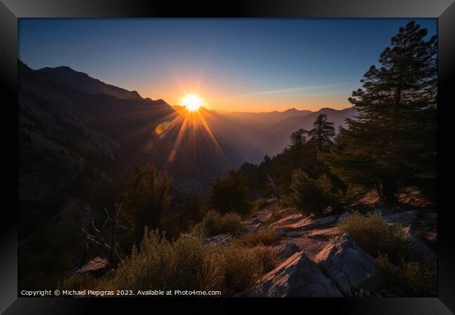 A money shot sunrise in the high mountains created with generati Framed Print by Michael Piepgras