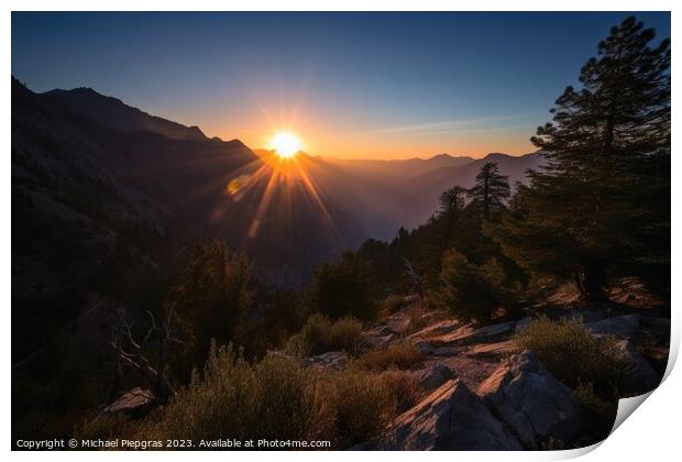 A money shot sunrise in the high mountains created with generati Print by Michael Piepgras