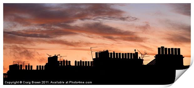 Silhouetted Rooftops at Dusk Print by Craig Brown