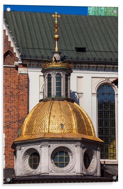 Wawel Cathedral Gilded Dome of Sigismund Chapel in Krakow Acrylic by Artur Bogacki