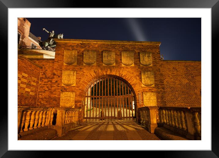 Herbowa Gate to Wawel Castle at Night in Krakow Framed Mounted Print by Artur Bogacki