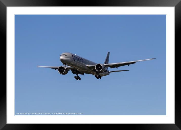 Qatar Airways Boeing  777-3DZ         Framed Mounted Print by David Pyatt