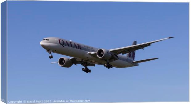 Qatar Airways Boeing 777 Panorama Canvas Print by David Pyatt