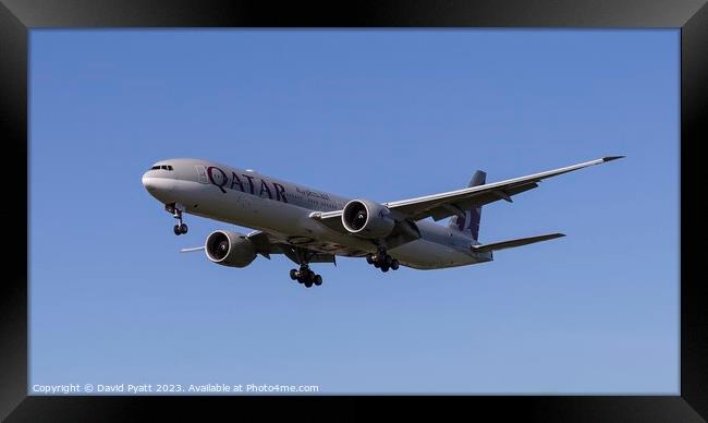 Qatar Airways Boeing 777 Panorama Framed Print by David Pyatt
