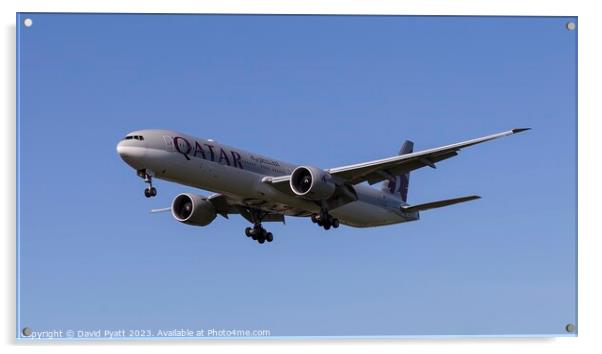 Qatar Airways Boeing 777 Panorama Acrylic by David Pyatt