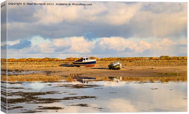 Waiting for the Tide in Red Wharf Bay Anglesey Canvas Print by Pearl Bucknall