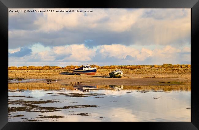 Waiting for the Tide in Red Wharf Bay Anglesey Framed Print by Pearl Bucknall