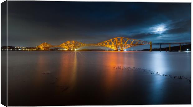 Forth Bridge and the Supermoon, South Queensferry Canvas Print by Fraser Duff