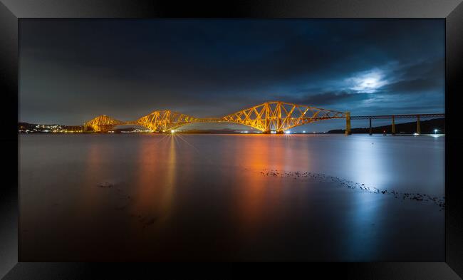 Forth Bridge and the Supermoon, South Queensferry Framed Print by Fraser Duff