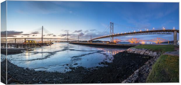 The Three Bridges from Port Edgar, South Queensferry Canvas Print by Fraser Duff