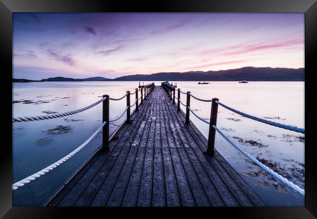 Dusk at the Pontoon, Loch na Keal, Isle of Mull Framed Print by Fraser Duff