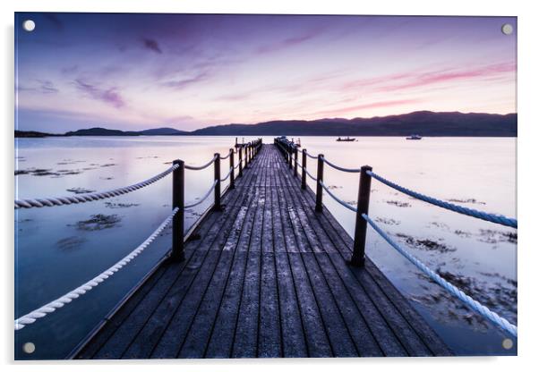 Dusk at the Pontoon, Loch na Keal, Isle of Mull Acrylic by Fraser Duff