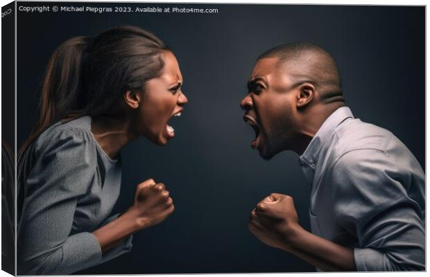 A man and a woman arguing created with generative AI technology. Canvas Print by Michael Piepgras