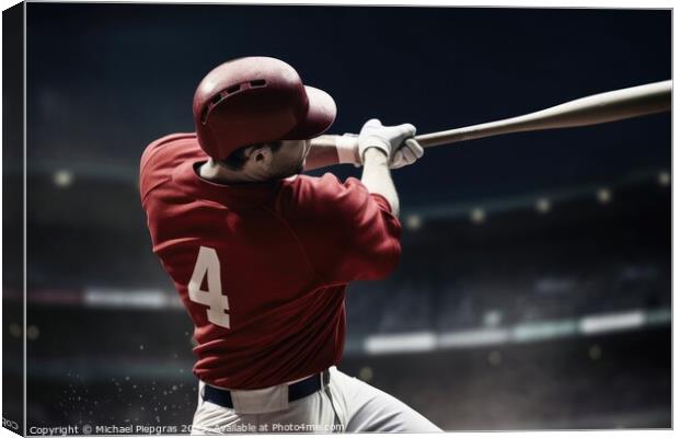 A Baseball player hitting a perfect home run created with genera Canvas Print by Michael Piepgras