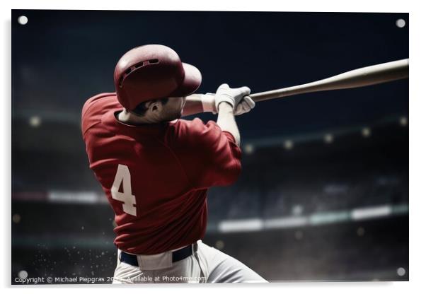 A Baseball player hitting a perfect home run created with genera Acrylic by Michael Piepgras
