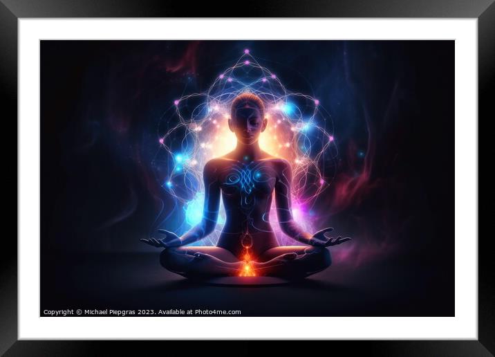 Concept for spiritual meditation of consciousness created with g Framed Mounted Print by Michael Piepgras