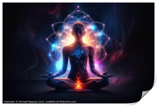 Concept for spiritual meditation of consciousness created with g Print by Michael Piepgras
