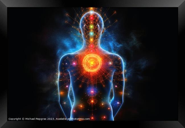 Concept for spiritual meditation of consciousness created with g Framed Print by Michael Piepgras