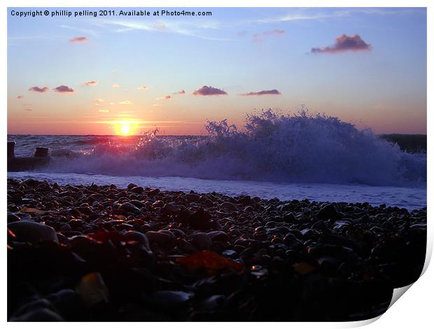 Wave at sunrise Print by camera man