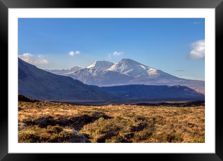 A Snow Topped Foinaven Framed Mounted Print by Derek Beattie