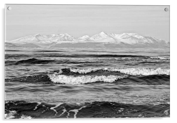 Arran wintry mountain seascape Acrylic by Allan Durward Photography