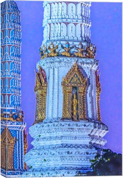 Sunset Prang Tower Old Temple Grand Palace Bangkok Canvas Print by William Perry