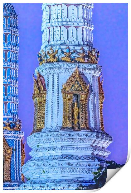 Sunset Prang Tower Old Temple Grand Palace Bangkok Print by William Perry