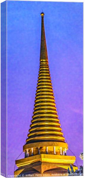 Sunset Stupa Tower Old Temple Grand Palace Bangkok Canvas Print by William Perry