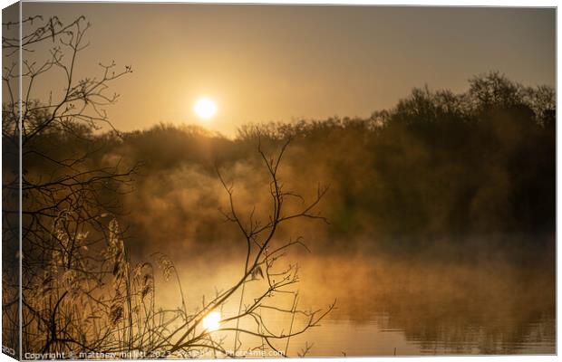 Selbrigg Pond At Sunrise Canvas Print by matthew  mallett