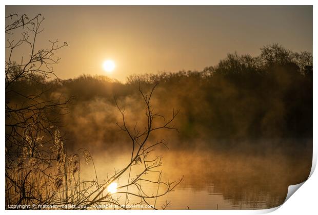 Selbrigg Pond At Sunrise Print by matthew  mallett