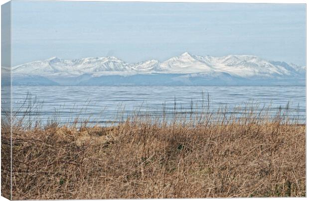 Snow capped Arran mountain peaks Canvas Print by Allan Durward Photography