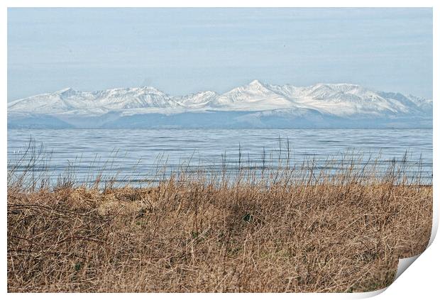 Snow capped Arran mountain peaks Print by Allan Durward Photography