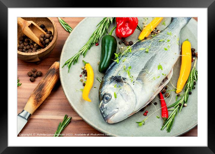 Fresh dorado fish on a plate Framed Mounted Print by Mykola Lunov Mykola