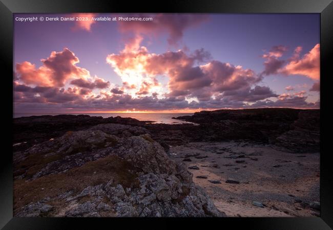 Majestic Sunset over Trearddur Bay Framed Print by Derek Daniel