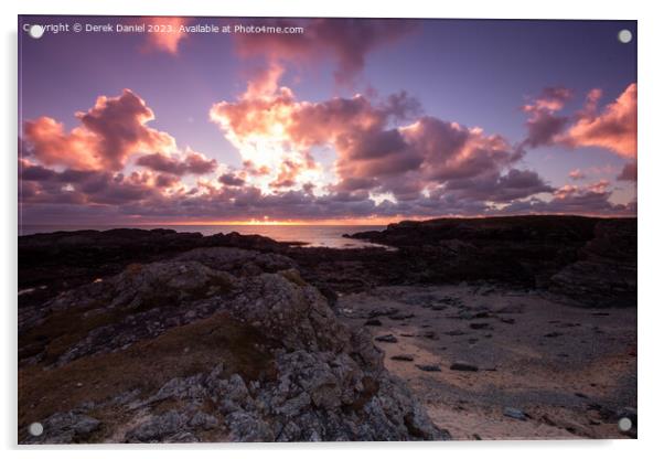 Majestic Sunset over Trearddur Bay Acrylic by Derek Daniel