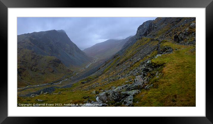 Down Honister Pass Framed Mounted Print by Darrell Evans