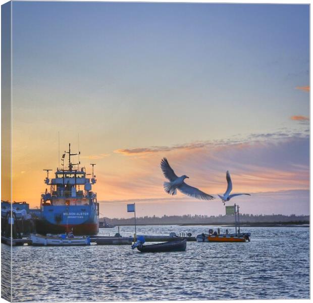 Morning colours over Brightlingsea Harbour  Canvas Print by Tony lopez