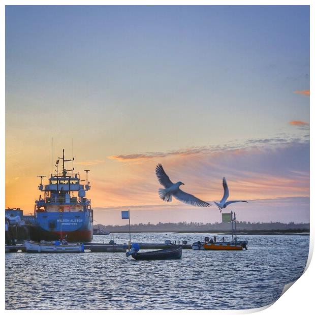 Morning colours over Brightlingsea Harbour  Print by Tony lopez