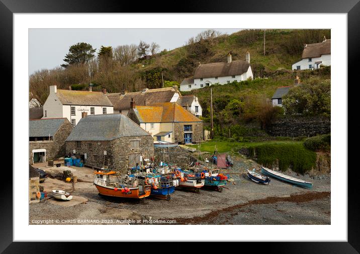 The small harbour at Cadgwith Cove on the Lizard Coast of Cornwall Framed Mounted Print by CHRIS BARNARD